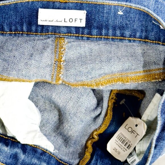 ANN TAYLOR LOFT Women's High-Rise Cotton Stretch Denim Shorts Raw Hem Size 25/0 - Picture 4 of 9